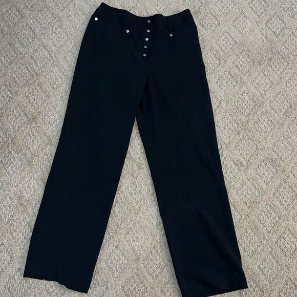 Larry Levine stretch petites Black button fly Dress Pants Size 6 Petite - Picture 1 of 10